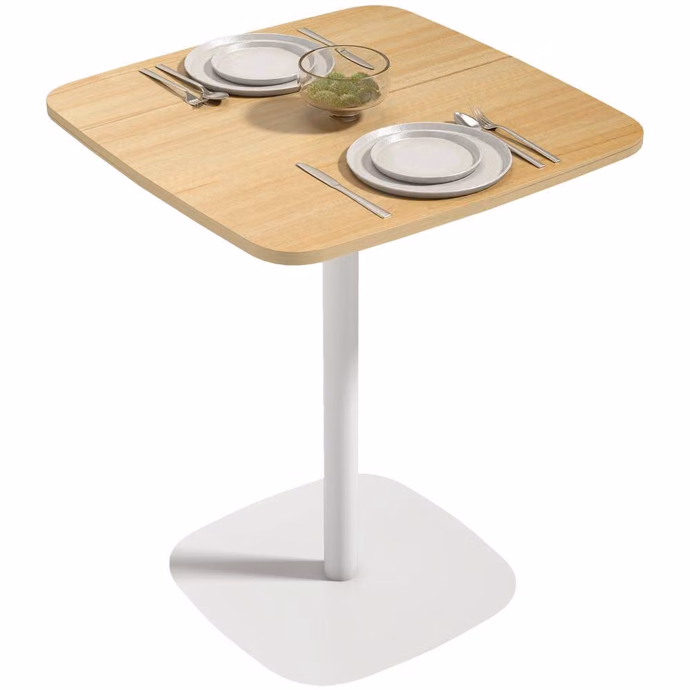 HOMCOM Small Square Dining Table for 2 with Wood Veneer Top in Brown, W/D/H: 60 x 60 x 60 cm – 2