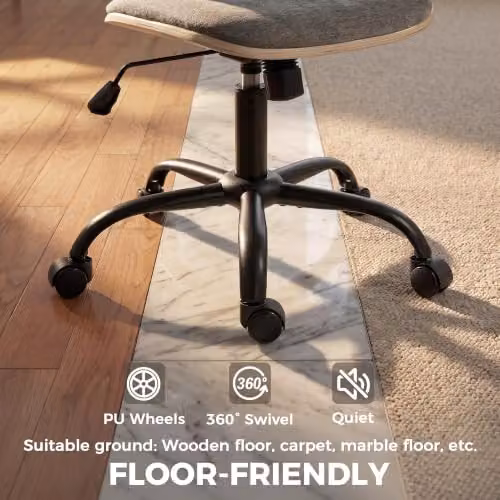 HOMCOM Grey Fabric Home Office Task Chair with 360 Degree Swivel and Castors, W/D/H: 51 x 45 x 83 cm – 7