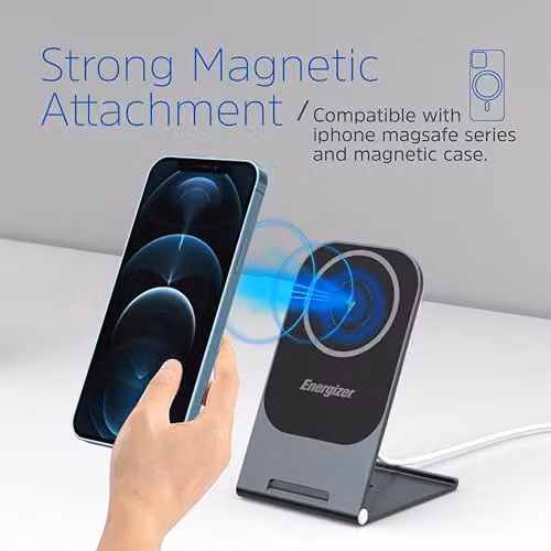 Energizer Black Aluminium Foldable 15W Qi Wireless Charging Stand with USB-C – 2