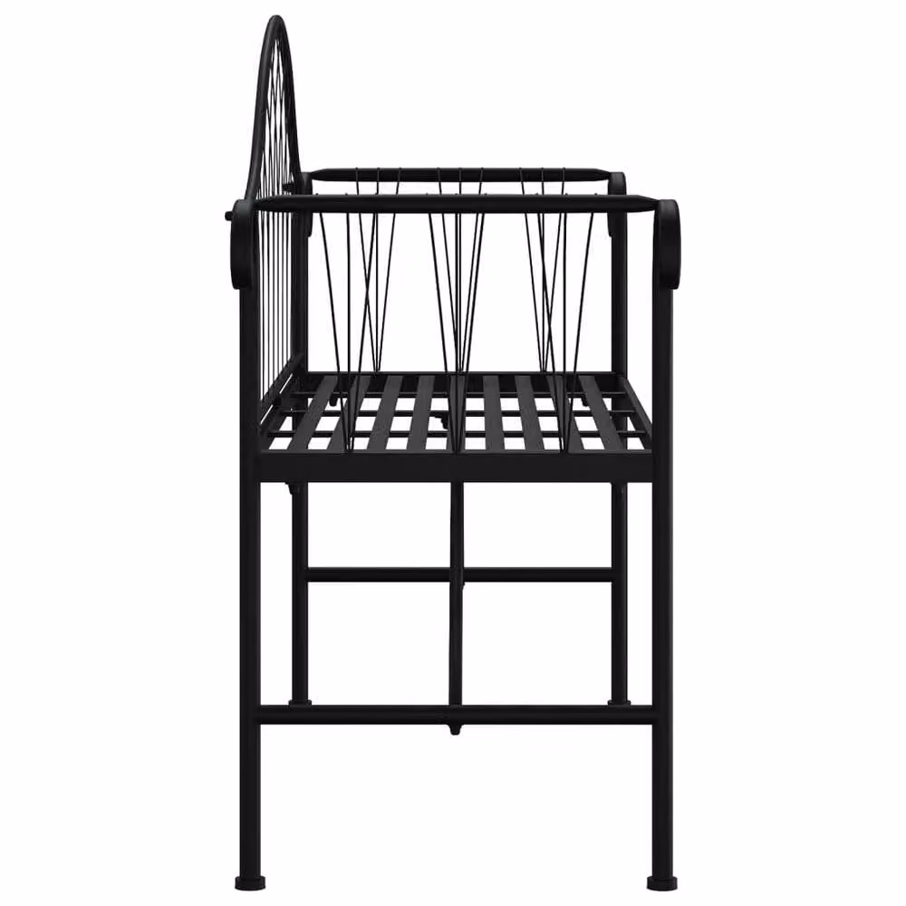 Berkfield Home Elegant 2-Seater Garden Bench in Matt Black Powder Coated Steel, W: 128 cm, H: 88 cm, D: 44.5 cm – 3