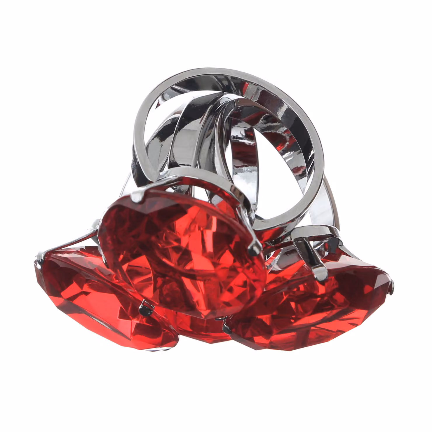 Orsina Set of Four Sapphire Diamante Napkin Rings in Red Metal – 2
