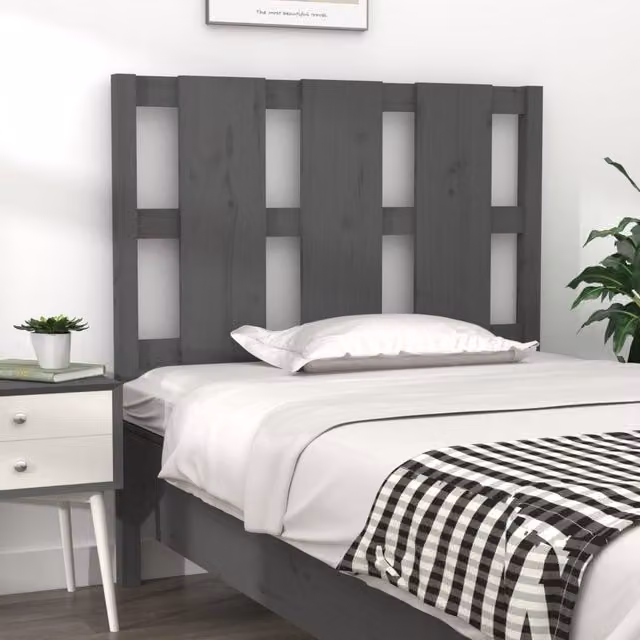 Berkfield Home Grey Rustic Solid Pine Wood Bed Headboard W/D/H: 95.5 x 4 x 100 cm – 1