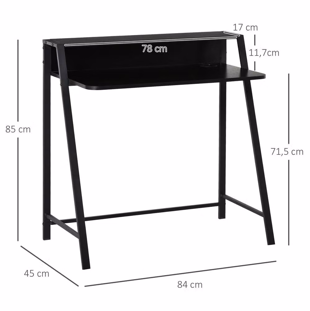 STILVORA Modern Writing Desk with Shelf and Metal Frame in Black – 3