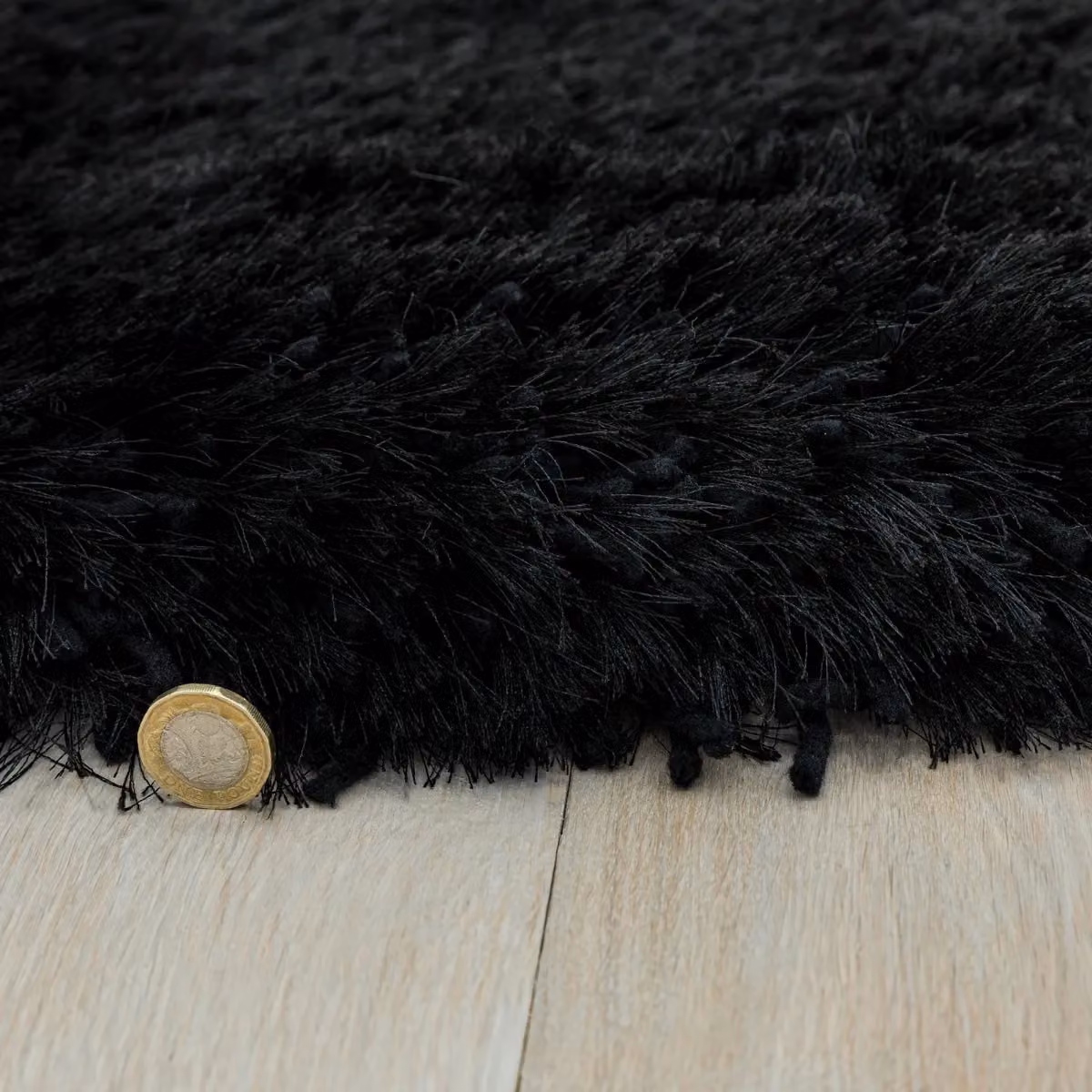 The Rug Shop UK Handmade Plain Shaggy Sparkle Luxurious Anti-Shed Area Rug in Black, W: 140 cm, L: 200 cm – 4