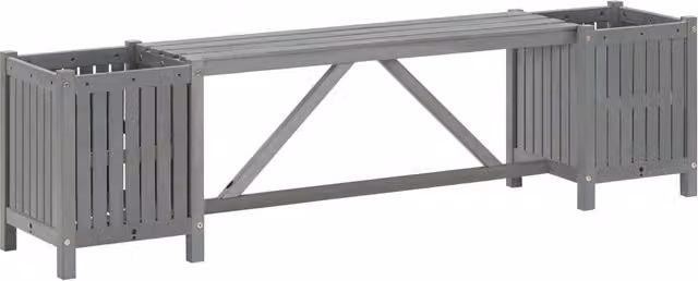 Berkfield Home Modern Garden Bench with 2 Planters in Grey Solid Acacia Wood, Width: 150 cm – 1