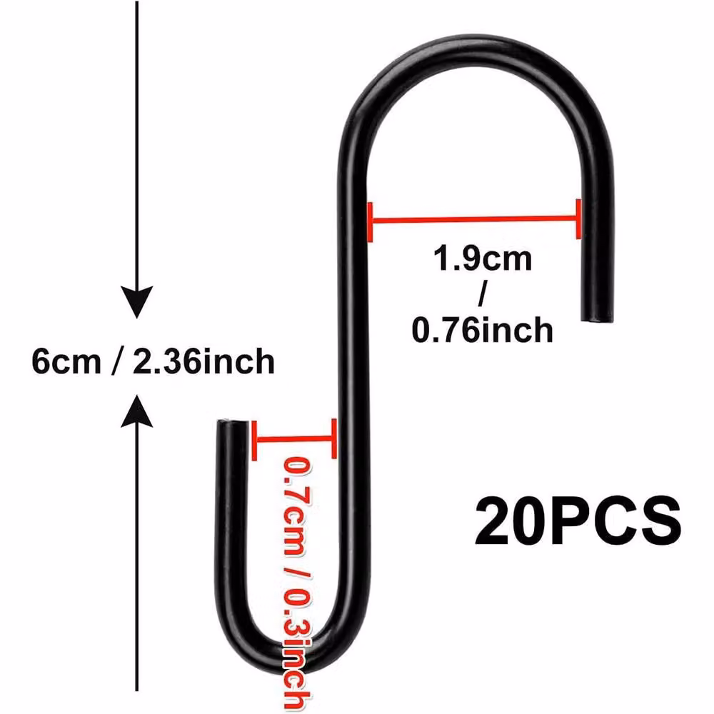 SPETLEK 20 Pack Black Stainless Steel S Hooks – 2