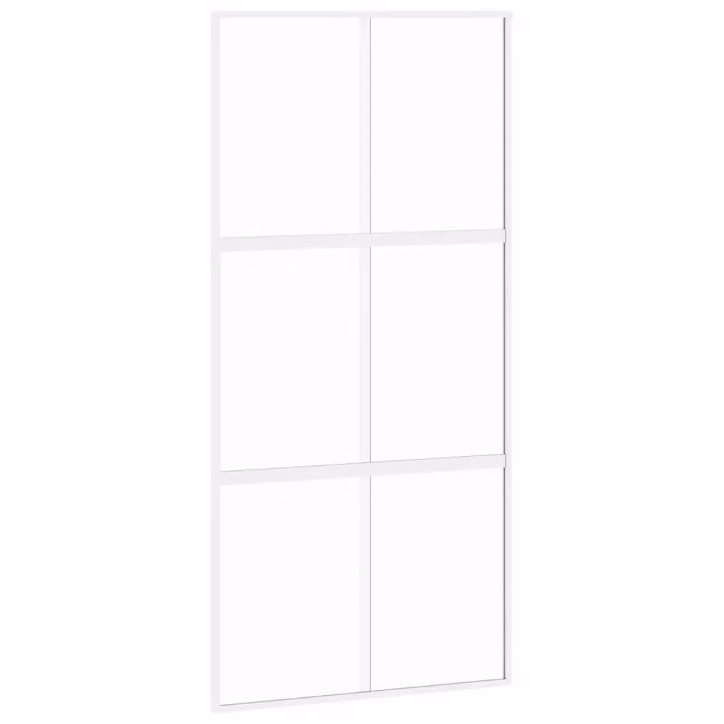 Berkfield Home Modern Sliding Door in White with Black Aluminium and Transparent Tempered Glass, W: 102.5 cm, H: 205 cm – 2