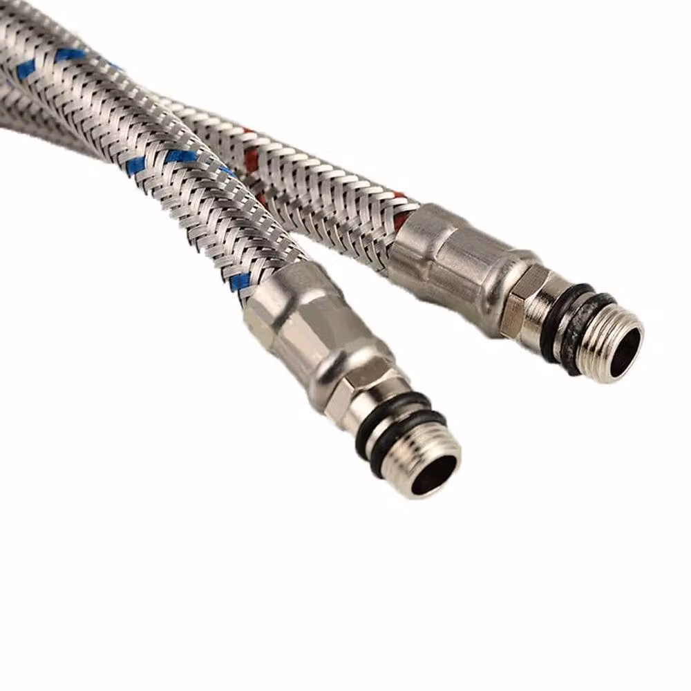 Nes Home Silver Chrome Pair of G 1/2 inch BSP Kitchen or Basin Mixer Flexible Pipe Tails M10, Length: 60 cm – 2
