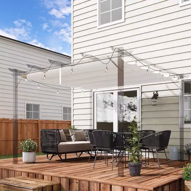 Outsunny Replacement Pergola Shade Cover, White Polyester, W 300 cm x D 300 cm