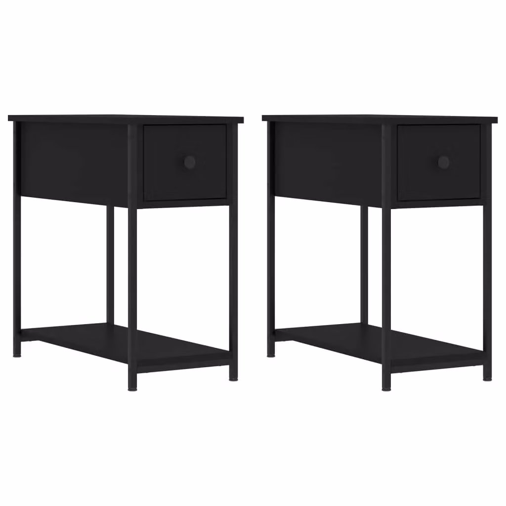 Berkfield Home Set of 2 Black Modern Bedside Cabinets, W/D/H: 30 x 60 x 60 cm – 1