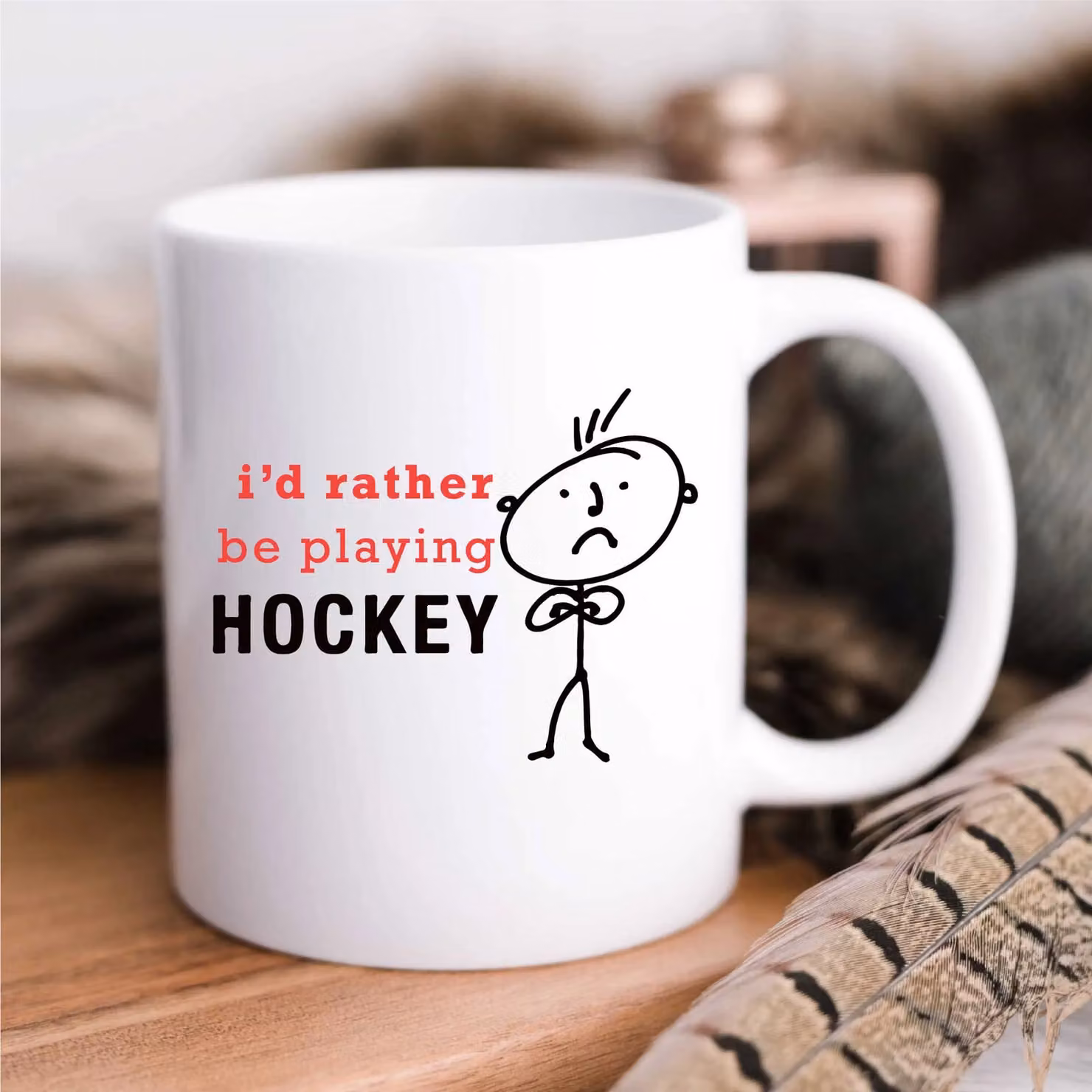 60 Second Makeover Men's I'd Rather Be Playing Hockey Ceramic Mug in White – 2
