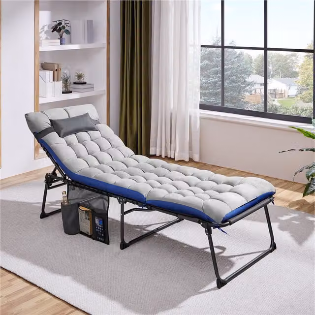Yaheetech Grey Outdoor Folding Tanning Chair Sun Lounger with Face Hole