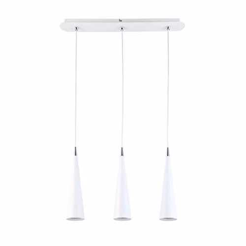 Netlighting Modern White 3-Light Suspended Pendant Light with Metal Cone Shades and GU10 LED Compatibility