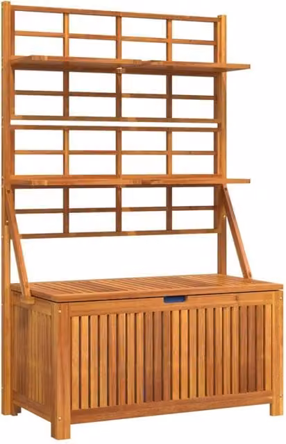 Berkfield Home Brown Acacia Wood Garden Storage Box with Trellis, W/D/H: 99 x 50 x 160 cm – 1