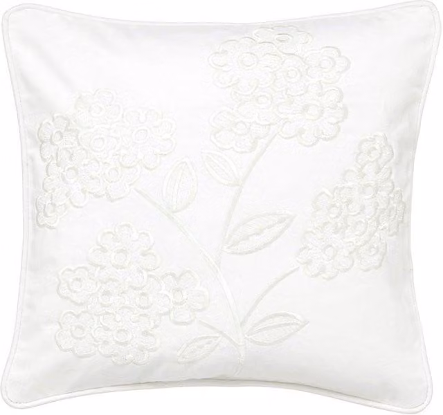 Helena Springfield Letty Square Floral Cushion in White and Grey, W/D/H: 30 x 30 x 30 cm