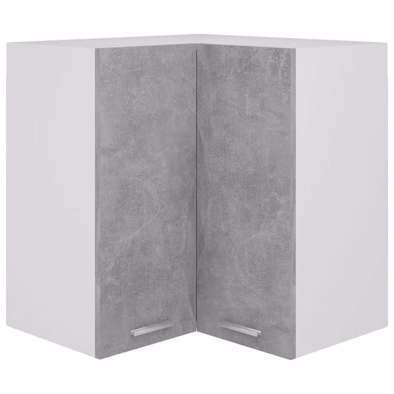 Berkfield Home Wall Mounted Corner Cabinet in Concrete Grey with Hinged Doors and Internal Shelves, W/D/H: 57 x 57 x 60 cm