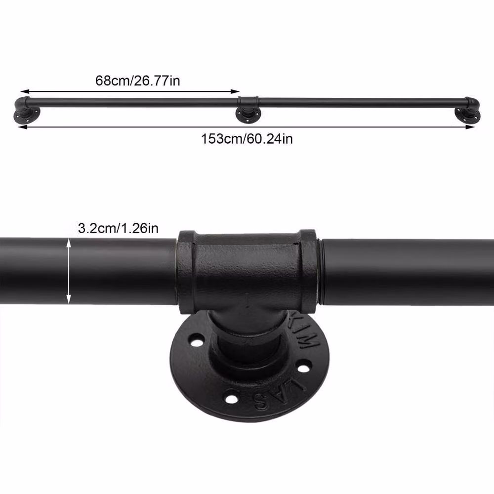 Kelvenix Black Modern Iron Wall Handrail, W: 1000 cm, H: 52 cm – 2