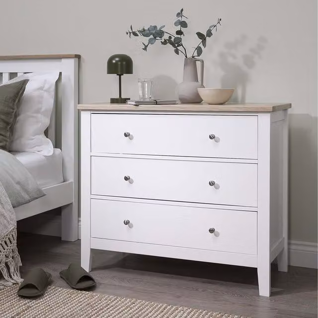 Noa and Nani Modern Oak Wood Chest of Drawers in White