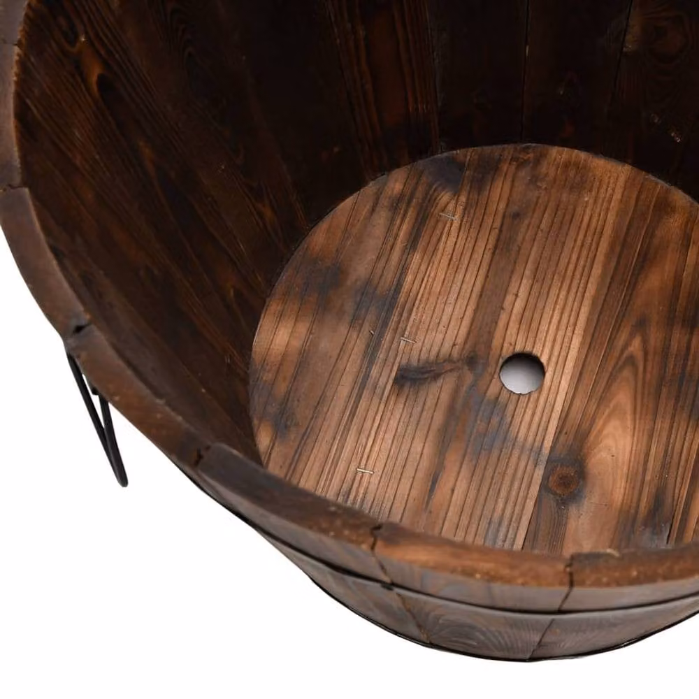 Berkfield Home Beautiful 3 Piece Solid Wood Fir Bucket Planter Set in Brown – 4