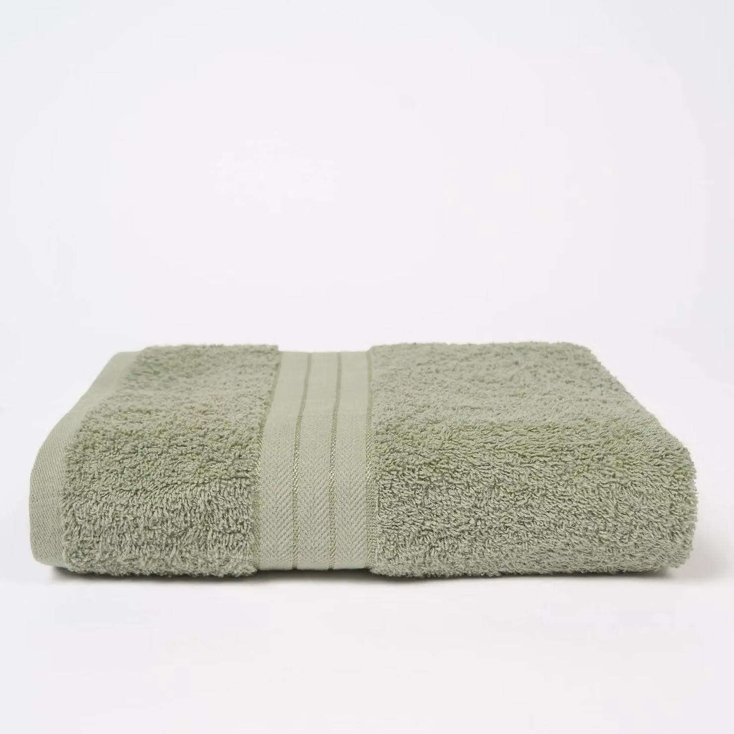 OHS 10 Pack of Fluffy 100% Cotton Terry Bath Towels in Green – 2