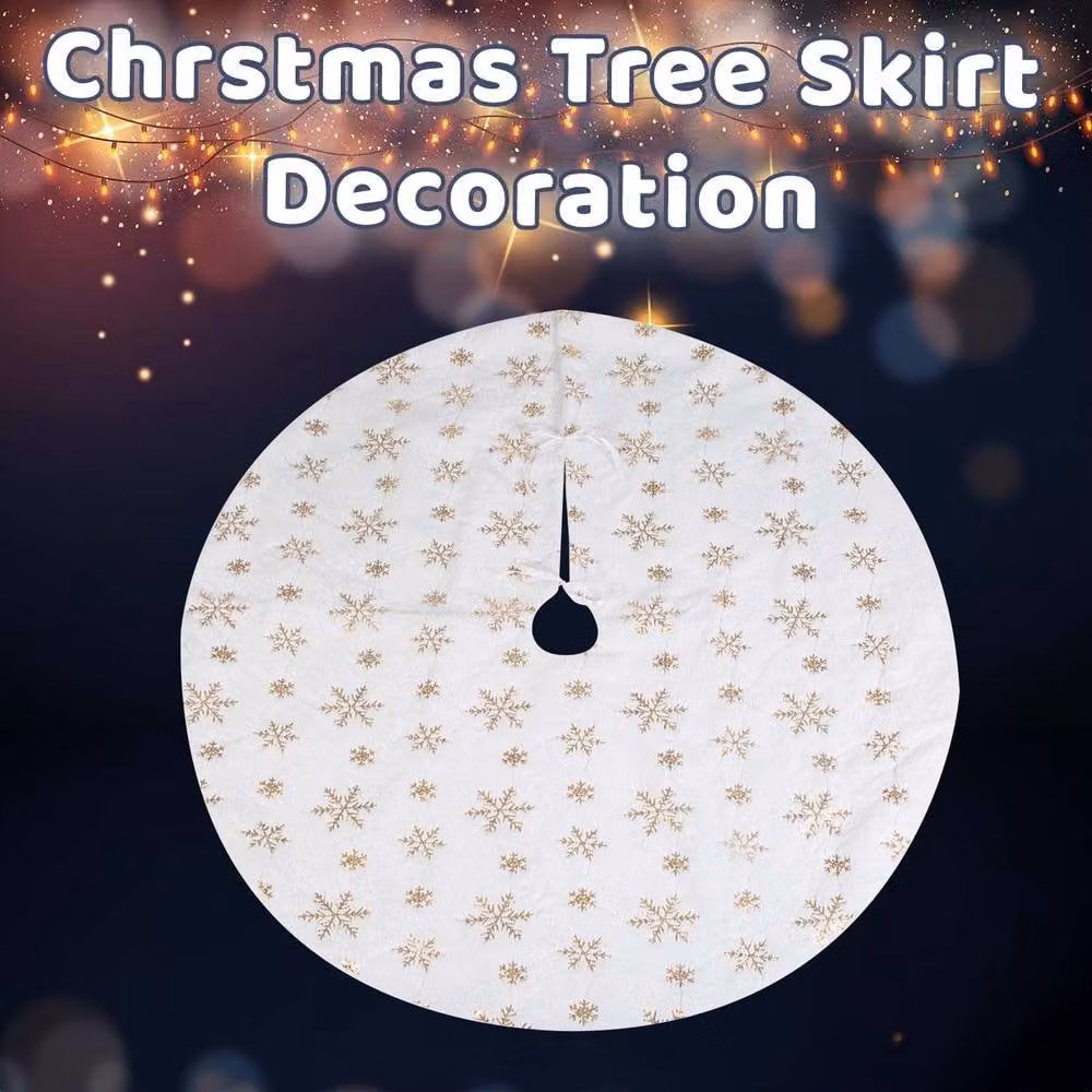 VFM e-Store Gold Christmas Tree Skirt Decoration, W/D: 110 x 110 cm – 2