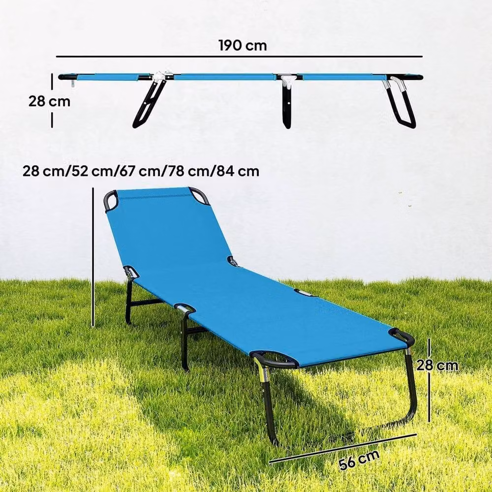 FLAVORA 2 Piece Reclining Chaise Lounge Set in Blue with Adjustable Headrests – 2