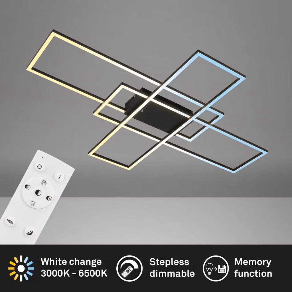 Briloner Modern CCT LED Wall and Ceiling Light in Black and White with Remote Control – 2
