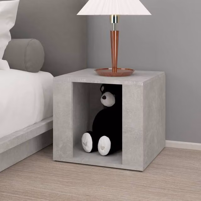Berkfield Home Elegant Bedside Table in Concrete Grey, W/D/H: 41 x 40 x 36 cm
