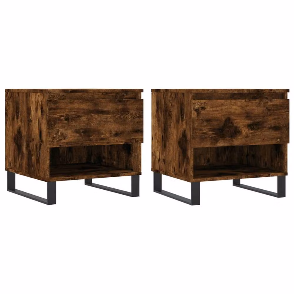 Berkfield Home Modern Nested Coffee Tables, 2 Piece Set, Smoked Oak Brown, W/D/H: 50 x 46 x 50 cm – 2
