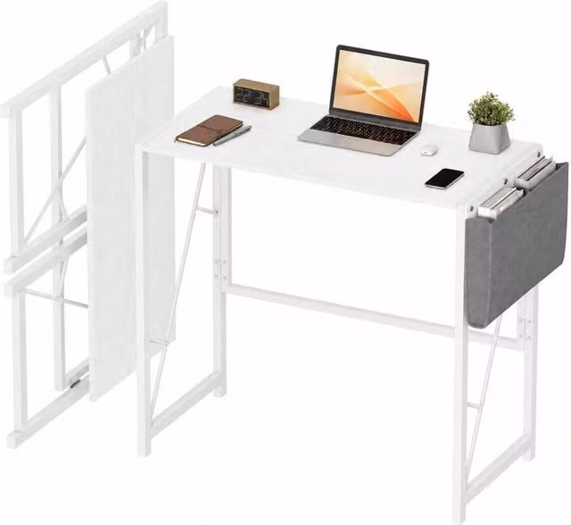 Havendro White Folding Computer Desk for Home Office