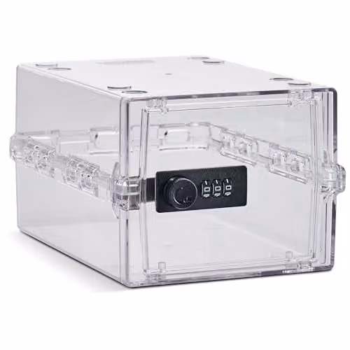 Lockabox Mini Small Lockable Storage Box with Combination Lock, Transparent, W/D/H: 22.3 x 15.4 x 12 cm – 1