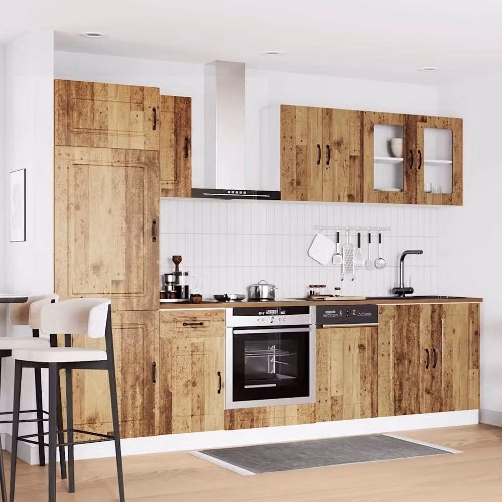 Berkfield Home Kalmar 8 Piece Rustic Kitchen Cabinet Set in Brown Engineered Wood – 2