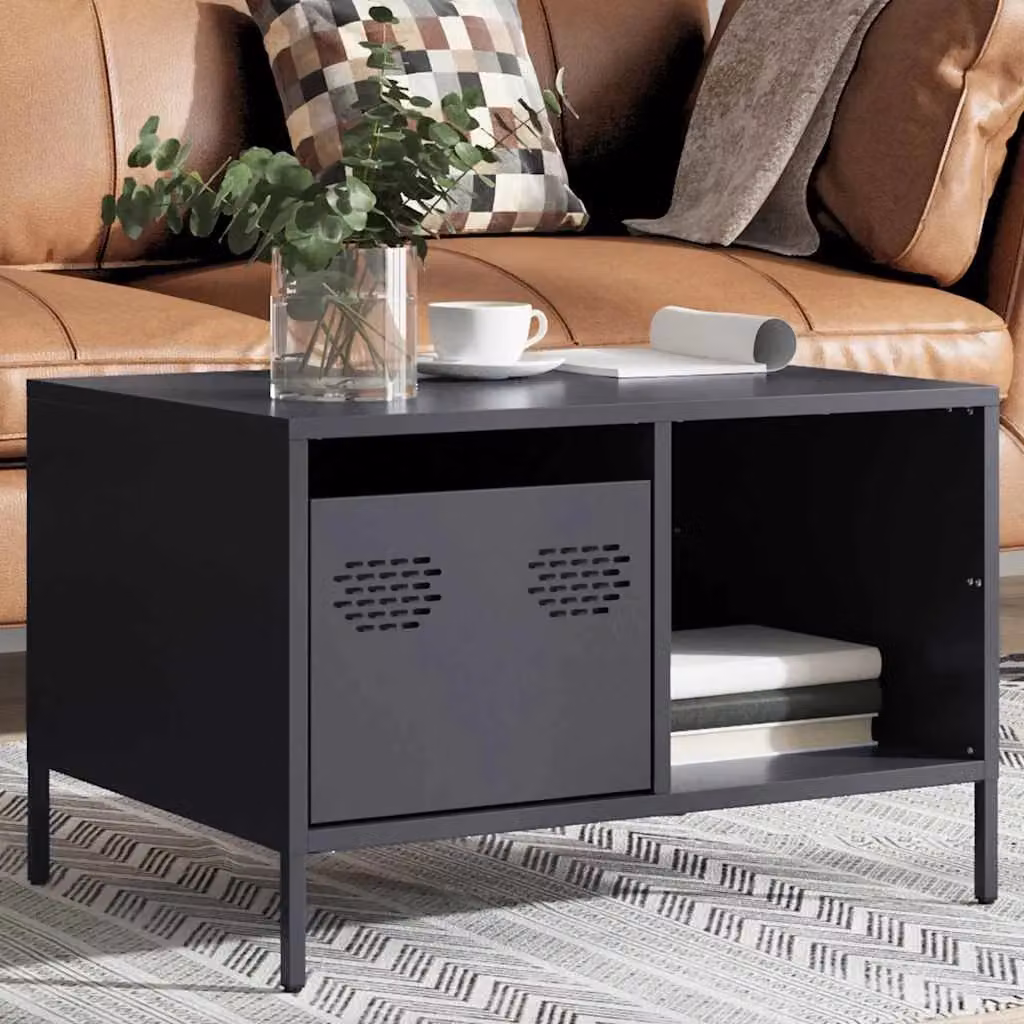 Berkfield Home Anthracite Coffee Table in Black Cold-rolled Steel, W: 68.5 cm, D: 50 cm, H: 43.5 cm – 4