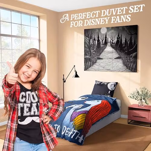 Disney The Nightmare Before Christmas Duvet Cover and Pillowcase Set, Black and Multicolour, W: 135 cm, D: 200 cm – 3