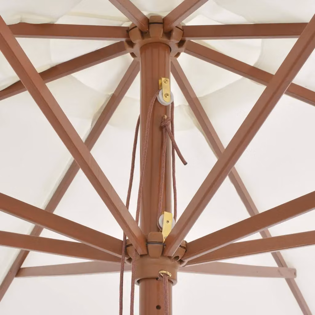 Berkfield Home Outdoor Parasol with Wooden Pole, Sand White – 2