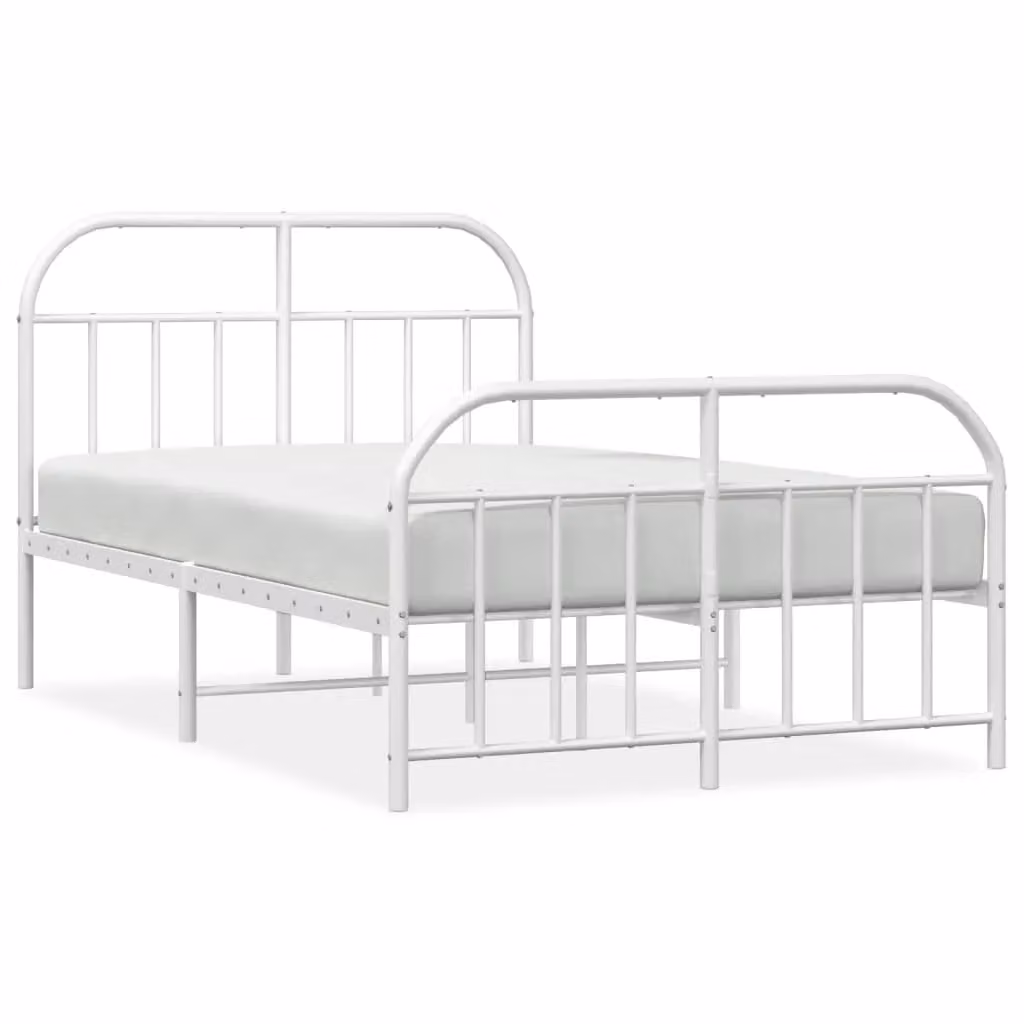 Berkfield Home Metal Bed Frame with Headboard and Footboard in White, W/D/H: 120 x 190 cm – 2