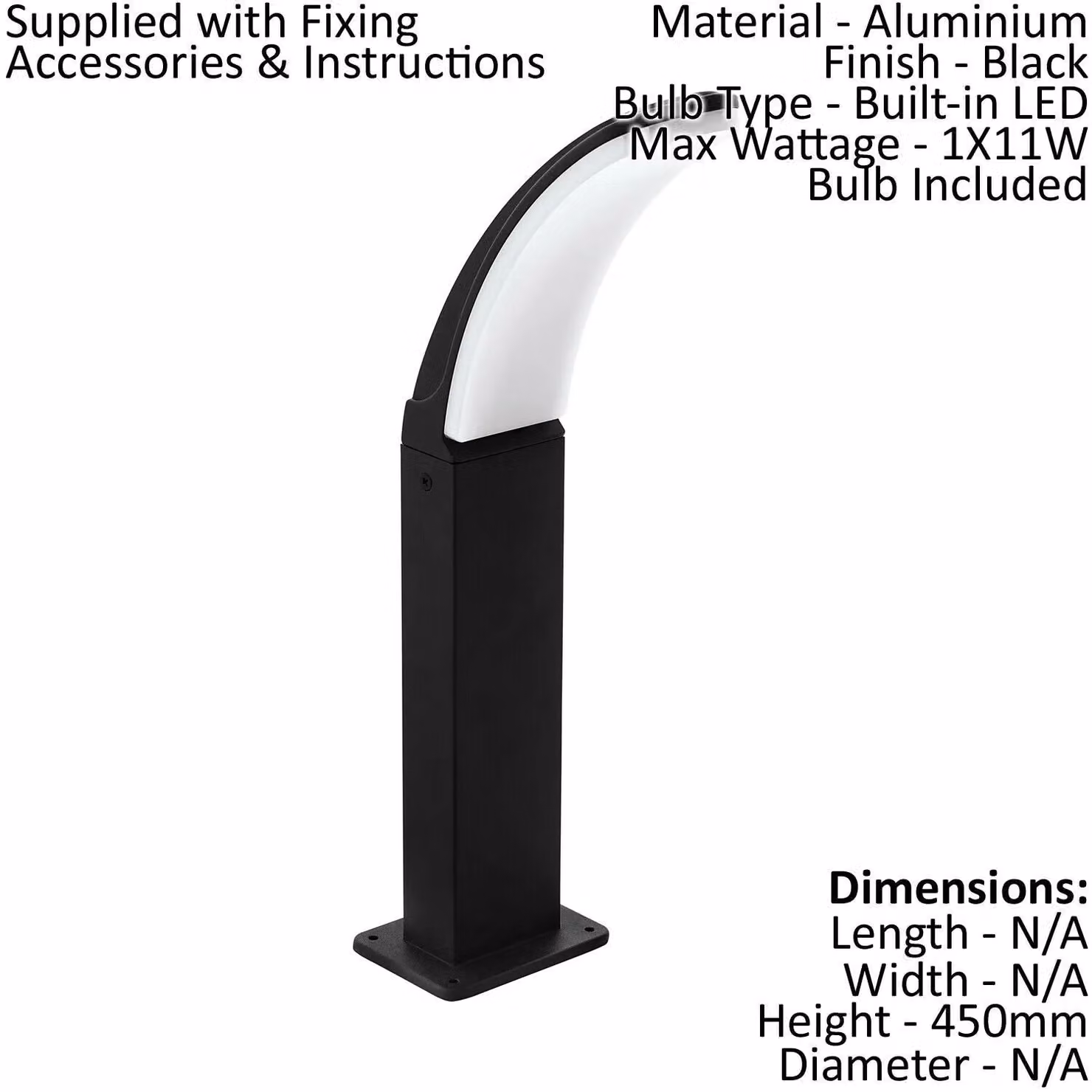 Loops 4 Pack Black Aluminium IP44 LED Outdoor Pedestal and Wall Lamp 11W – 2