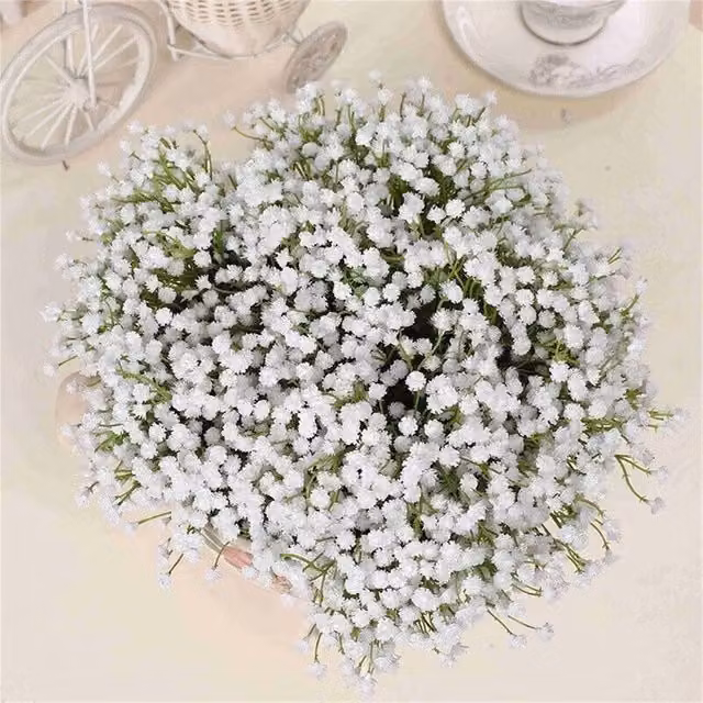 FLAVORA 16-Piece White Artificial Gypsophila Silk Floral Bouquet