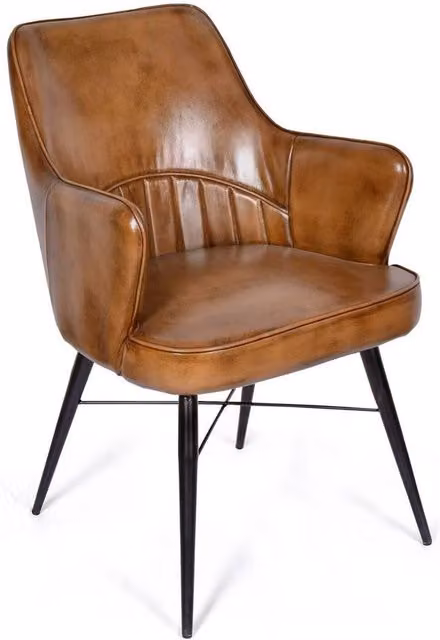 FORGEVIO Brown Genuine Leather Kitchen Dining Chair – 1