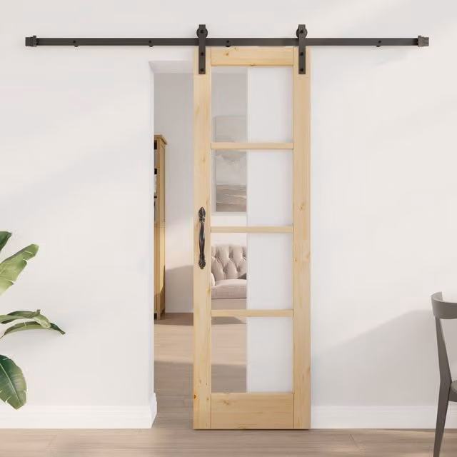 Berkfield Home Orkdal Modern Veneered Sliding Door with Hardware Set in Beige, W: 61 cm, H: 198.5 cm