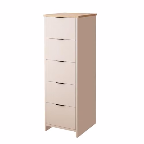 Bimossa Laura Tall 5 Drawer Hallway Storage Cabinet in Light Grey Oak