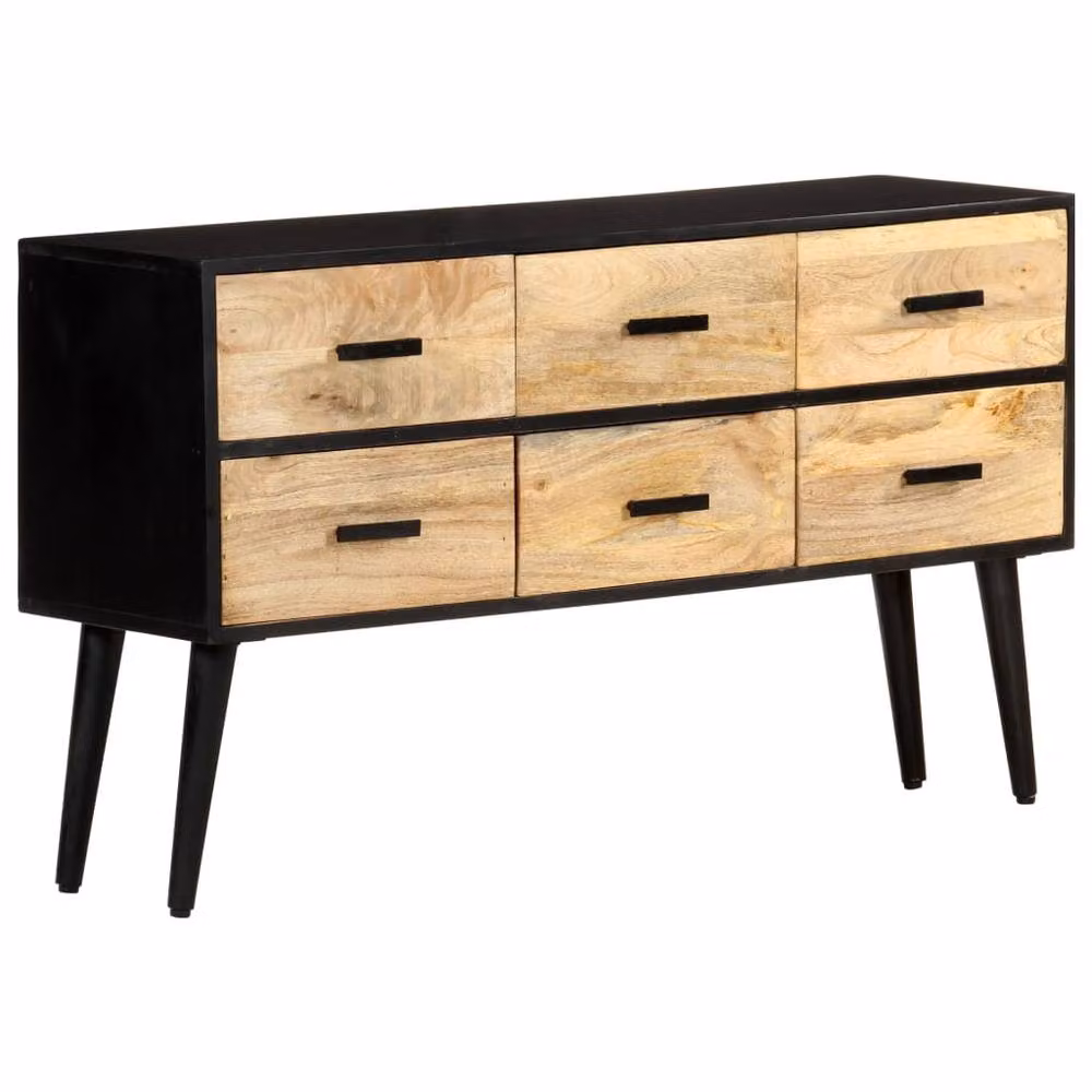 Berkfield Home Mid Century Solid Mango Wood Sideboard in Brown, W/D/H: 110 x 33 x 64 cm – 1