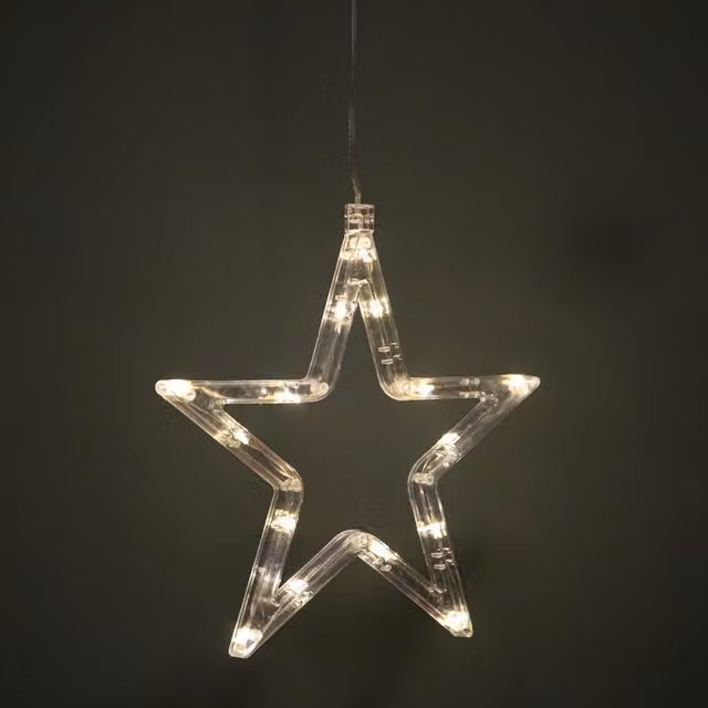 Samuel Alexander 20cm Battery Operated Light Up Christmas Star Window Decoration with Warm White LEDs in White and Transparent
