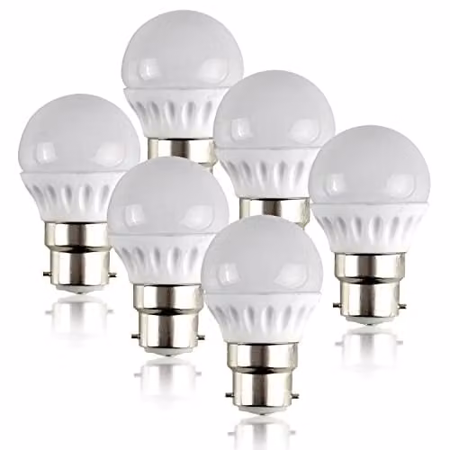 MiniSun Pack of 6 4W LED B22 Golfball Bulbs, Warm White 2700K