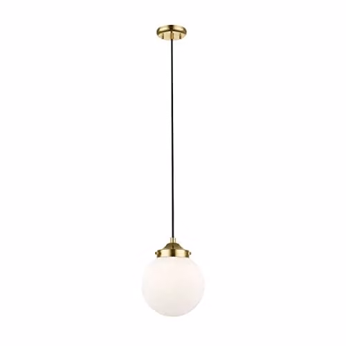 Netlighting Riano Globe Pendant Ceiling Light in Gold and White with Glass Sphere and E27 Socket