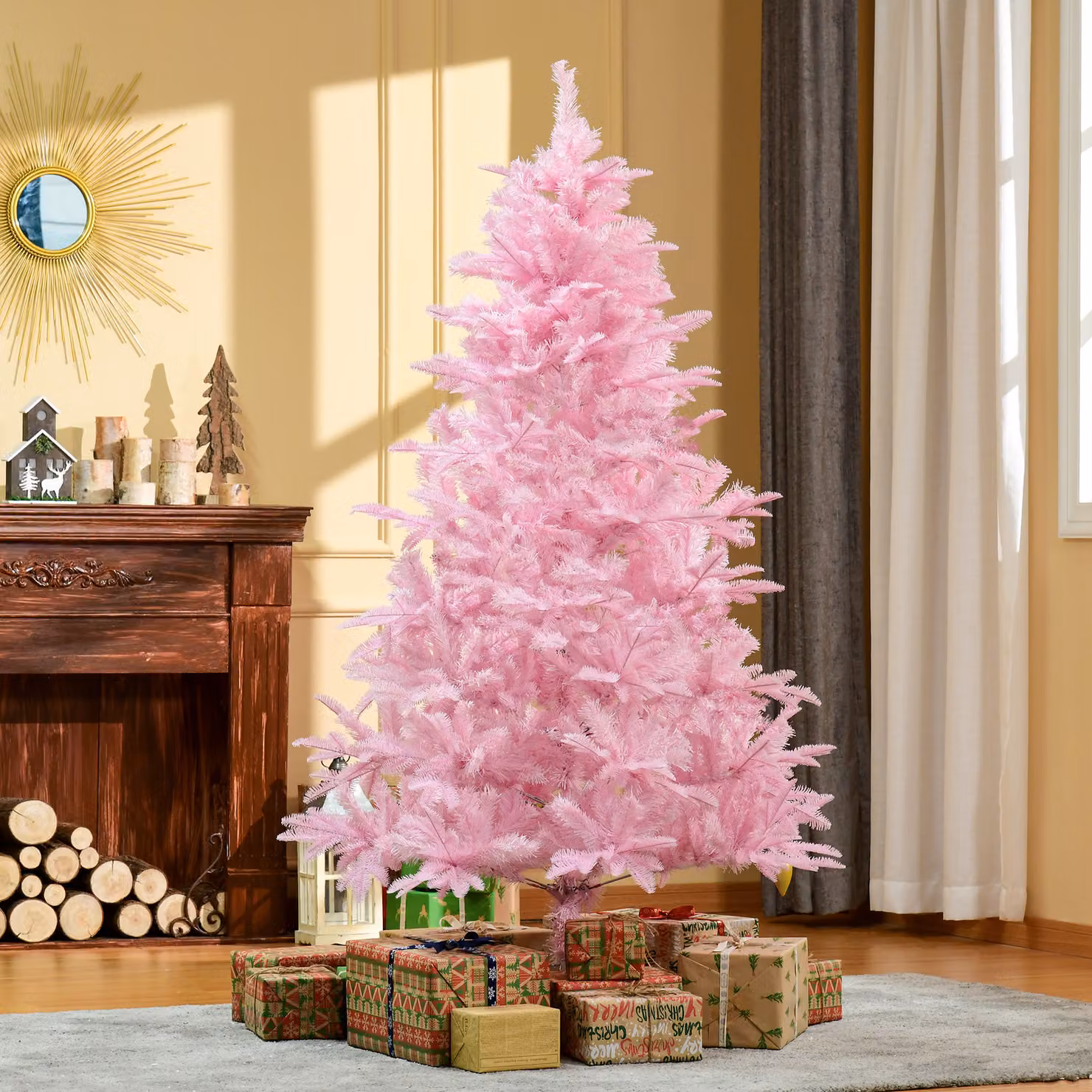 HOMCOM 6ft Pop-up Artificial Christmas Tree in Pink – 2