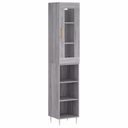 vidaXL Modern Grey Sonoma Highboard and Sideboard Storage Cabinet for Living Room or Bedroom – 1