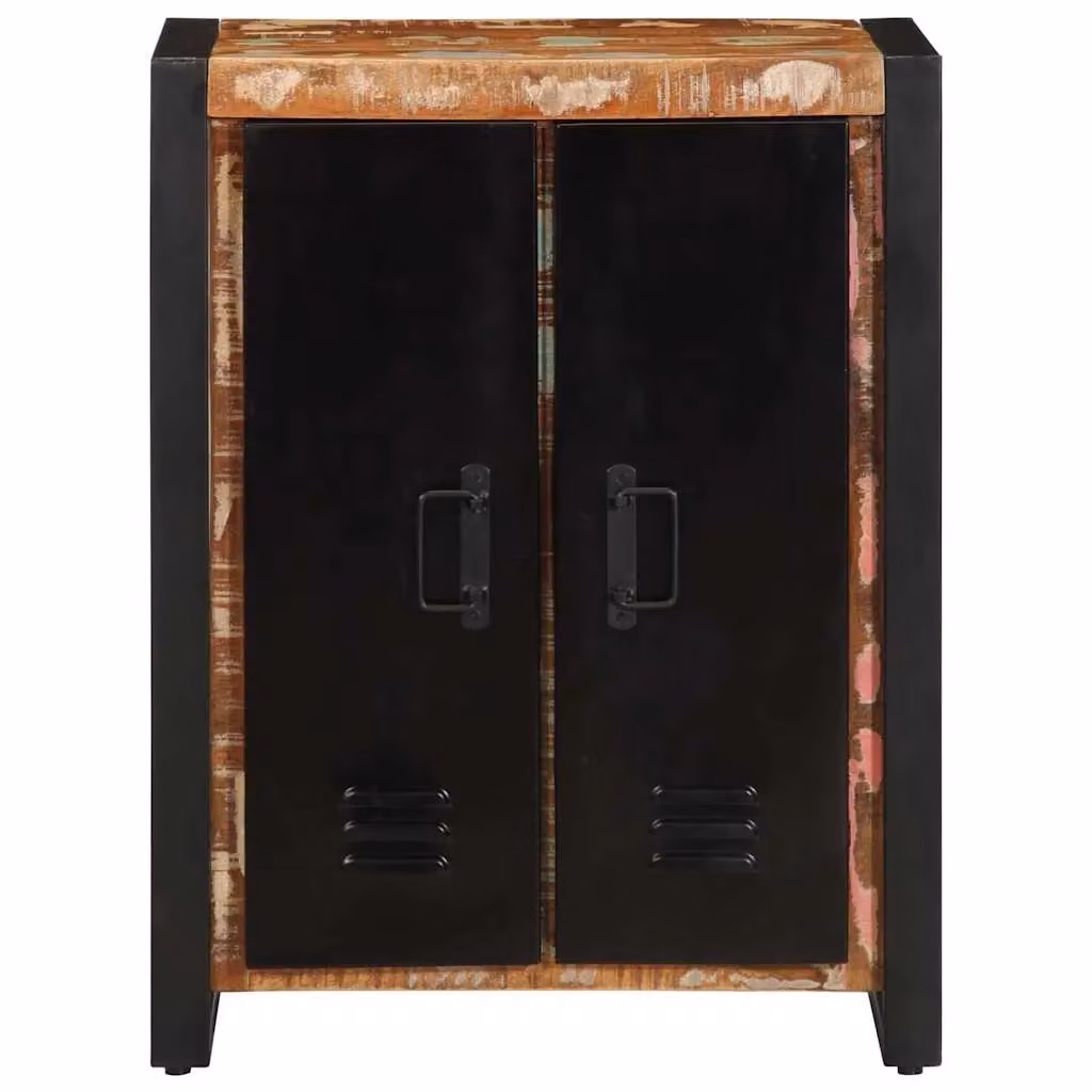 Berkfield Home Multicolour Reclaimed Solid Wood Sideboard in Black, W/D/H: 55 x 35 x 70 cm – 2