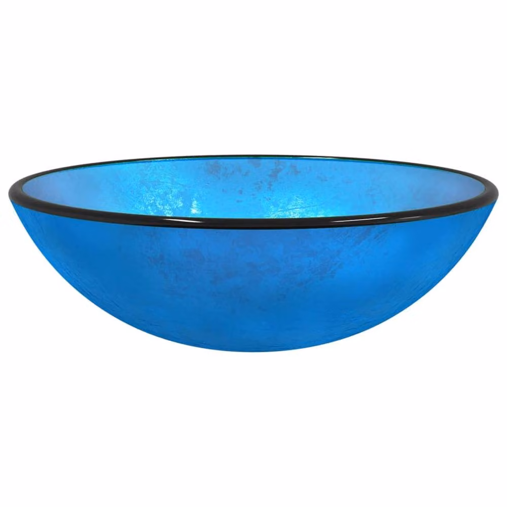 Berkfield Home Modern Tempered Glass Basin, Blue, W: 42 cm, D: 14 cm – 3