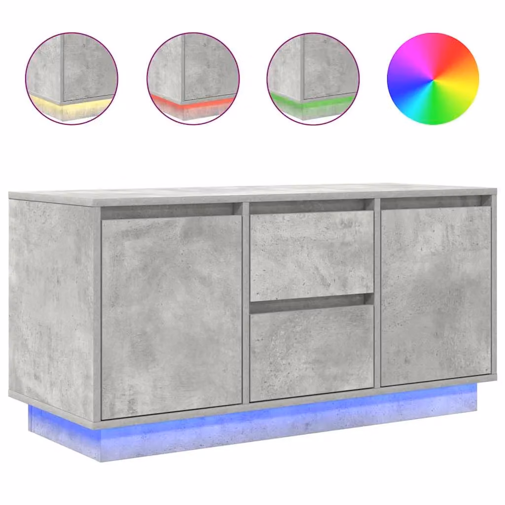 Berkfield Home Modern TV Cabinet with LED Lights in Concrete Grey, W/D/H: 100 x 41 x 50 cm – 2